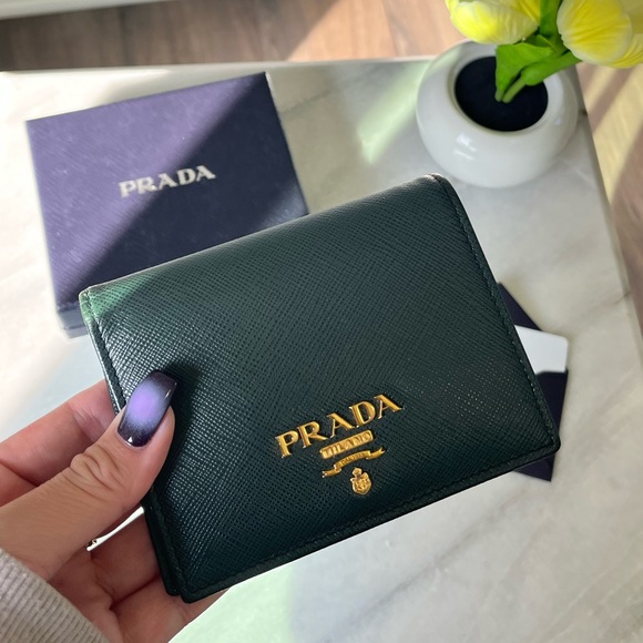 Prada Handbags - RARE Gorgeous Dark Green PRADA wallet